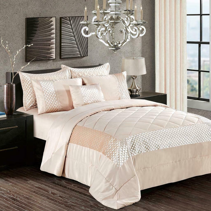 3 Piece Atlanta Quilted Bedspread Beautiful Comforter Throw with Matching Pillow ShamsBedding BedspreadP/Atlnt/BS/S/Beg