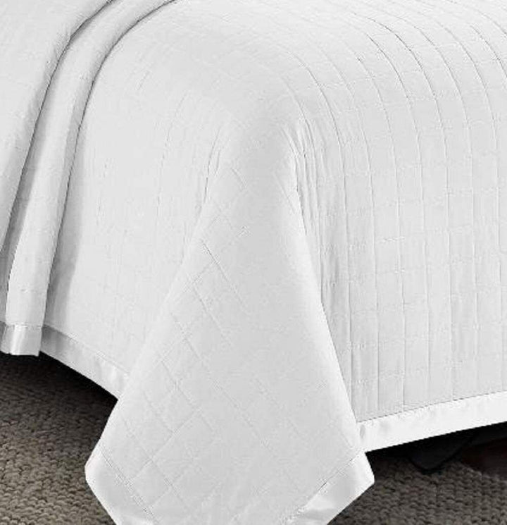 3 Piece Quilted Bedspread Comforter Bed Throw Box Stitched with Pillow ShamsBedding BedspreadBs/Osca/Sngl/Whte