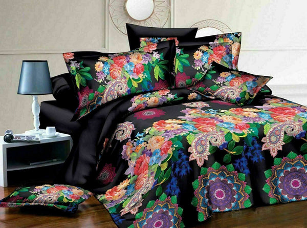 3D 4piece Bedding Set Duvet Cover Colorful Fitted Sheet Complete Floral Printed Set & 2 Pillowcases (286)Complete Bedding SetP/3D/S/286