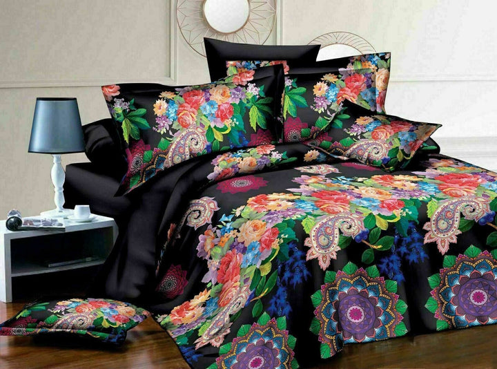 3D 4piece Bedding Set Duvet Cover Colorful Fitted Sheet Complete Floral Printed Set & 2 Pillowcases (286)Complete Bedding SetP/3D/S/286