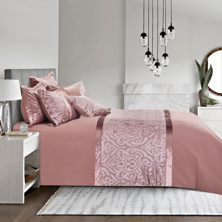3Pcs Crushed Velvet Duvet Covers Pink Bed Quilt Cover & 2 PillowcasesDuvets CoversInfinity/DC/Pnk/Dbl