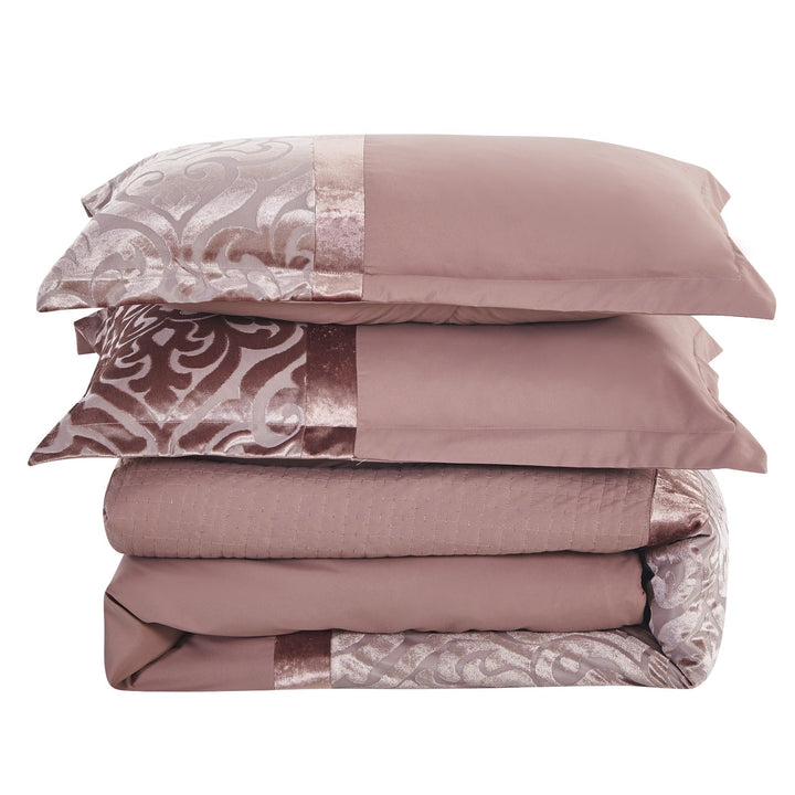 3Pcs Crushed Velvet Duvet Covers Pink Bed Quilt Cover & 2 PillowcasesDuvets CoversInfinity/DC/Pnk/Dbl