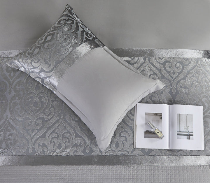 3Pcs Crushed Velvet Duvet Covers Silver Quilt Cover & 2 Pillow CasesDuvets CoversInfinity/DC/Slvr/Sngl