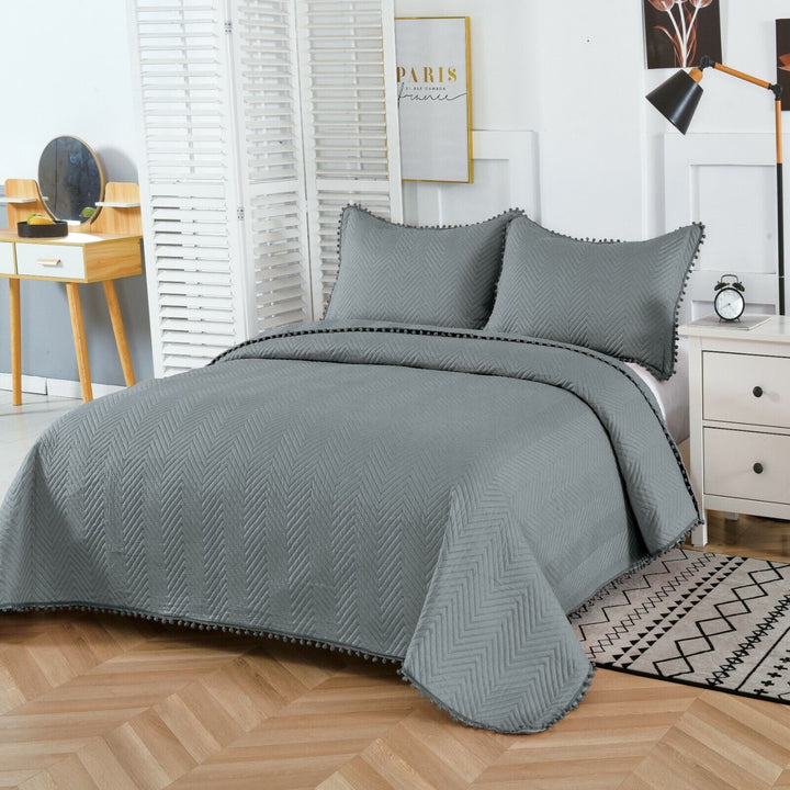3 Pieces Quilted Bedspread Soft Bed Printed Comforter with Matching Pillow Shams