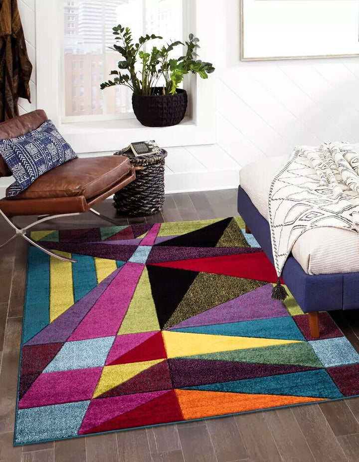 Multi Coloured Rug Carpets Rainbow Design Living Room Floor Mats Hallway Runners