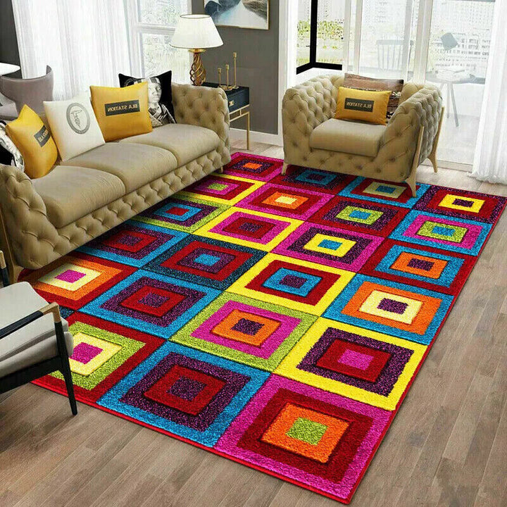 Multi Coloured Rug Carpets Rainbow Design Living Room Floor Mats Hallway Runners