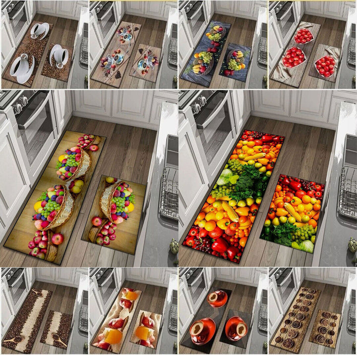 Anti-Slip Kitchen Runner Rugs 3D Washable Hallway Carpet Door Floor Fruit Mats