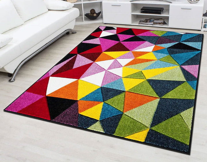 Multi Coloured Rug Carpets Rainbow Design Living Room Floor Mats Hallway Runners