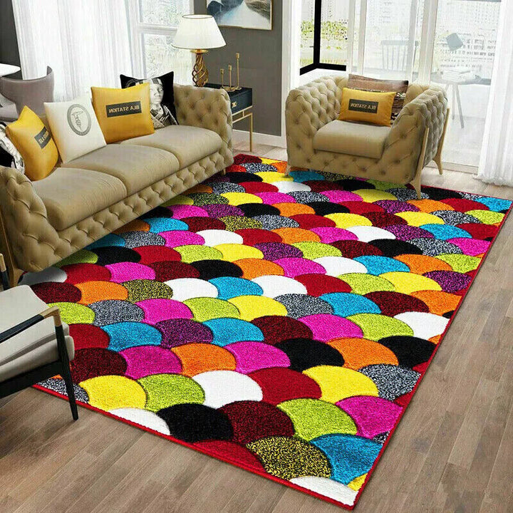 Multi Coloured Rug Carpets Rainbow Design Living Room Floor Mats Hallway Runners