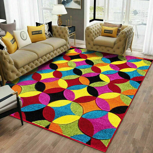 Multi Coloured Rug Carpets Rainbow Design Living Room Floor Mats Hallway Runners