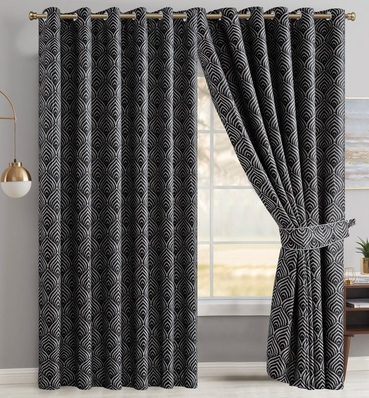Jacquard Ready Made Curtain High Quality Ring Top Fully Lined Heavy Eyelet Panel