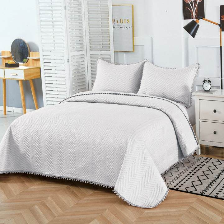 3 Pieces Quilted Bedspread Soft Bed Printed Comforter with Matching Pillow Shams