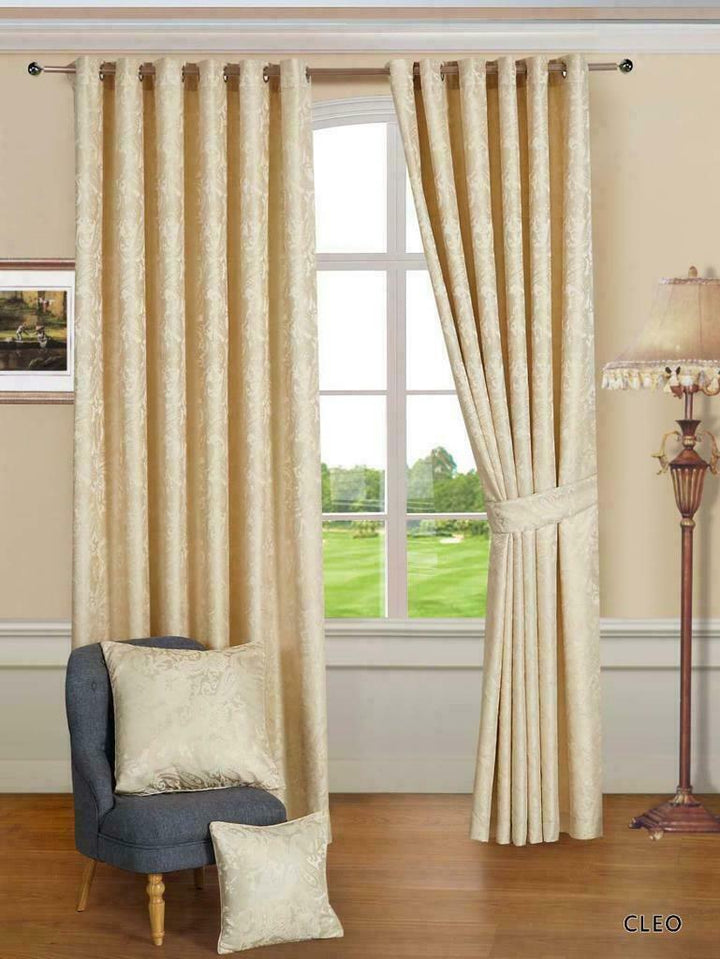 Curtain Pair Ring Top Jacquard Fully Lined Eyelet Ready Made Door Windows Rooms