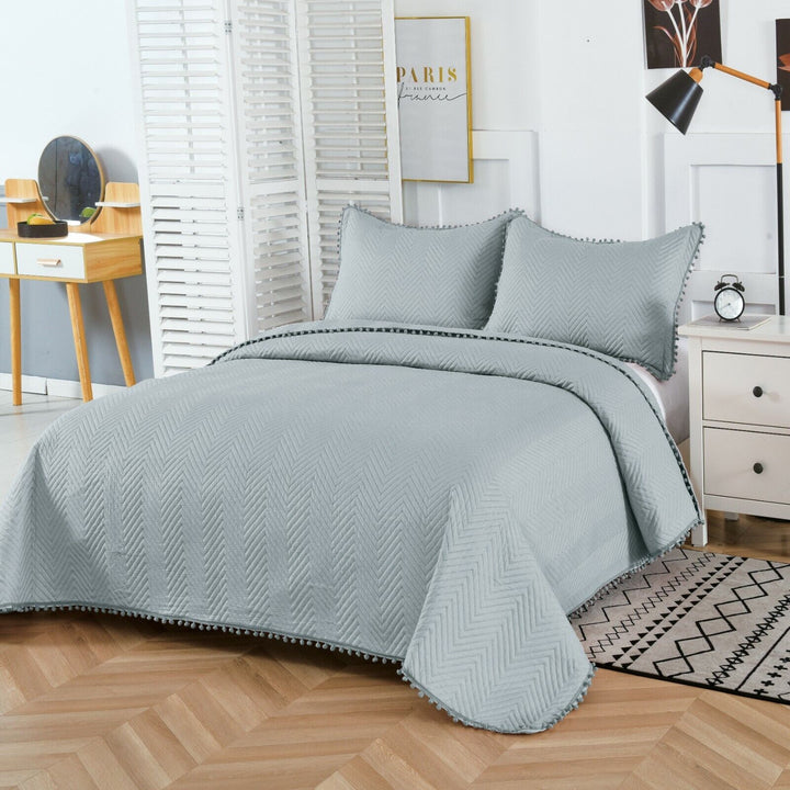 3 Pieces Quilted Bedspread Soft Bed Printed Comforter with Matching Pillow Shams