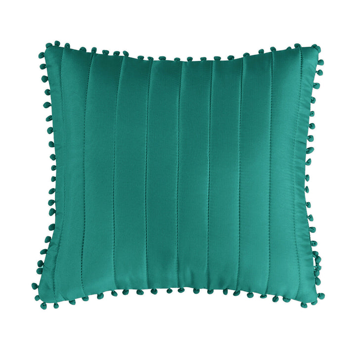 3Pcs Modern Quilted Pom Pom Bedspread Throw Set With Matching Pillow Cases