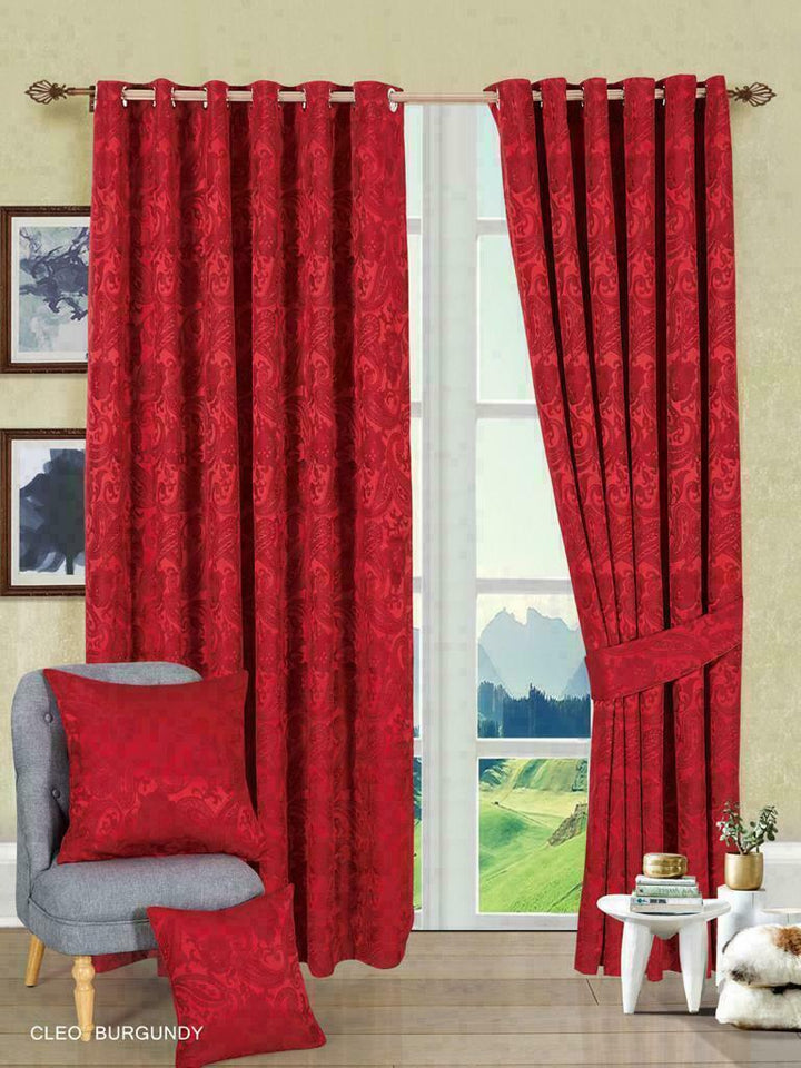 Curtain Pair Ring Top Jacquard Fully Lined Eyelet Ready Made Door Windows Rooms