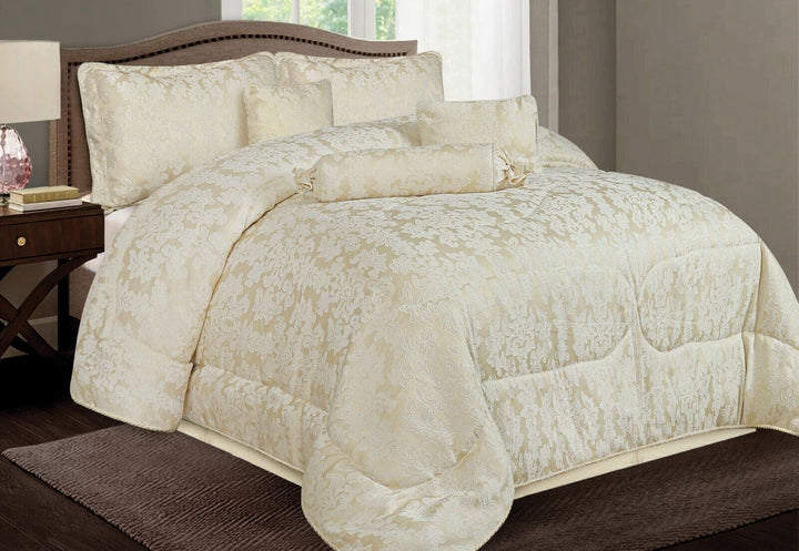 Floral Design 7pcs Bedspreads Comforter Heavy Jacquard Bed Throw Matching Pillow