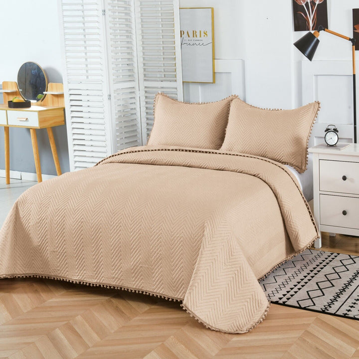 3 Pieces Quilted Bedspread Soft Bed Printed Comforter with Matching Pillow Shams