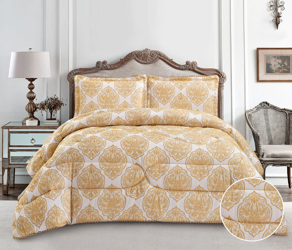 Bridal Jacquard Floral Bedspread Bedding Set Luxury Quilted 3 Piece Comforter with Pillow Shams for Master Bedroom Guest Room or Bridal Room