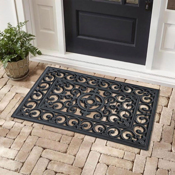 Rubber Door Mat Heavy Duty 40x60 cm Non-Slip Durable Floor Mat Anti-Fatigue Soft Cushioning Indoor Outdoor Use Entryway Hallway