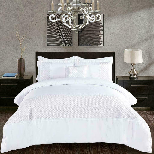 White Duvet Cover 3 Pcs Quilt Bedding Set With 2 Pillow Cases